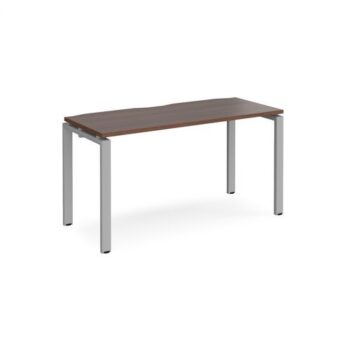 Adapt single desk 1400mm x 600mm - silver frame Walnut top - E146-S-W
