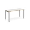 Adapt single desk 1400mm x 600mm - silver frame White Top with oak edging - E146-S-WO