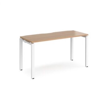 Adapt single desk 1400mm x 600mm - white frame Beech top - E146-WH-B