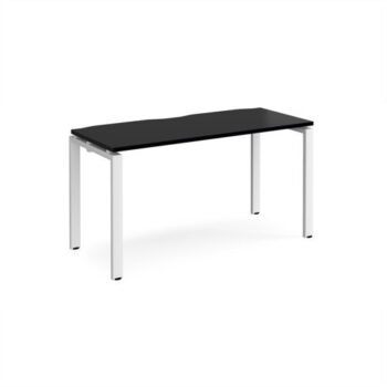 Adapt single desk 1400mm x 600mm - white frame black top - E146-WH-BK