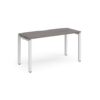 Adapt single desk 1400mm x 600mm - white frame Grey Oak Top - E146-WH-GO