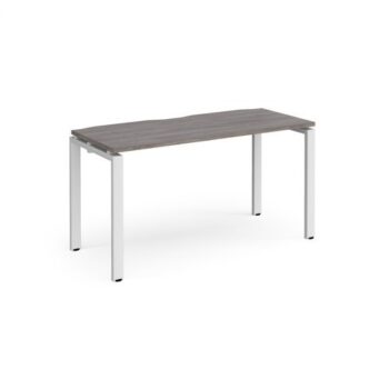 Adapt single desk 1400mm x 600mm - white frame Grey Oak Top - E146-WH-GO