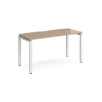 Adapt single desk 1400mm x 600mm - white frame Kendal Oak Top - E146-WH-KO