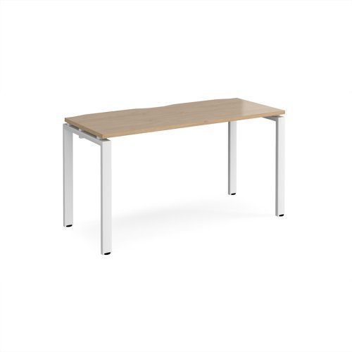 Adapt single desk 1400mm x 600mm - white frame Kendal Oak Top - E146-WH-KO