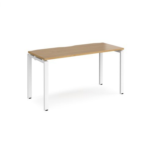 Adapt single desk 1400mm x 600mm - white frame Oak Top - E146-WH-O