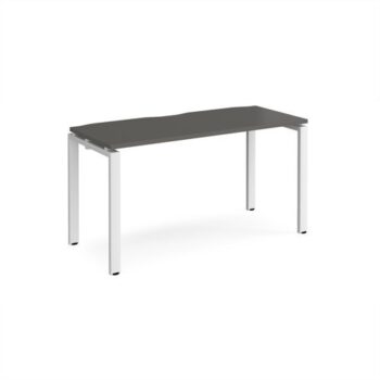 Adapt single desk 1400mm x 600mm - white frame storm grey top - E146-WH-OG