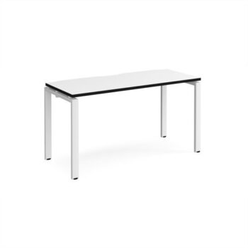 Adapt single desk 1400mm x 600mm - white frame White Top black edge - E146-WH-WK