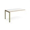 Adapt add on unit single 1400mm x 800mm - green frame White Top oak edge - E148-AB-GN-WO