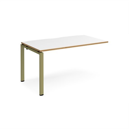 Adapt add on unit single 1400mm x 800mm - green frame White Top oak edge - E148-AB-GN-WO