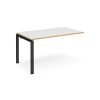 Adapt add on unit single 1400mm x 800mm - black frame White Top with oak edging - E148-AB-K-WO