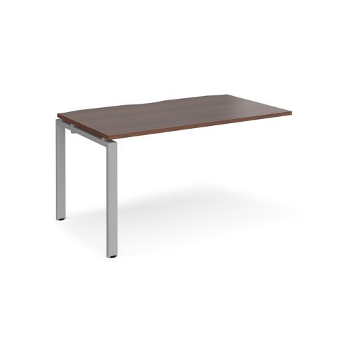 Adapt add on unit single 1400mm x 800mm - silver frame Walnut top - E148-AB-S-W