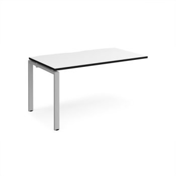 Adapt add on unit single 1400mm x 800mm - silver frame White Top black edge - E148-AB-S-WK