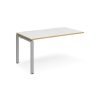 Adapt add on unit single 1400mm x 800mm - silver frame White Top with oak edging - E148-AB-S-WO