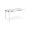 Adapt add on unit single 1400mm x 800mm - white frame White Top with oak edging - E148-AB-WH-WO