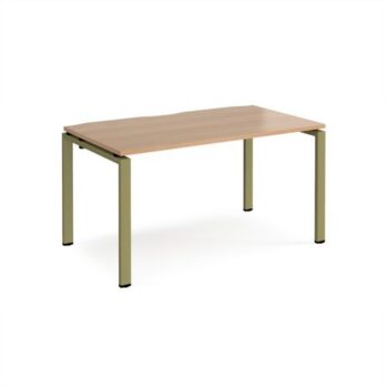 Adapt single desk 1400mm x 800mm - green frame Beech top - E148-GN-B