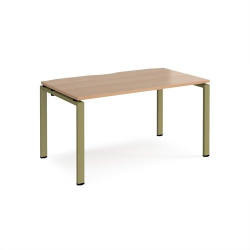 Adapt single desk 1400mm x 800mm - green frame Beech top - E148-GN-B