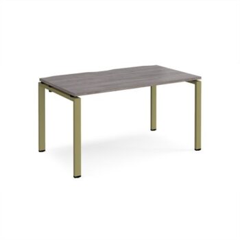 Adapt single desk 1400mm x 800mm - green frame Grey Oak Top - E148-GN-GO