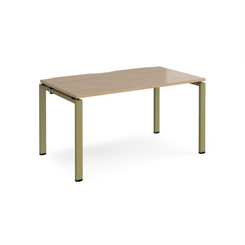 Adapt single desk 1400mm x 800mm - green frame Kendal Oak Top - E148-GN-KO