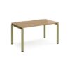 Adapt single desk 1400mm x 800mm - green frame Oak Top - E148-GN-O