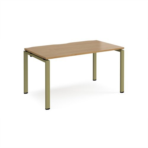 Adapt single desk 1400mm x 800mm - green frame Oak Top - E148-GN-O