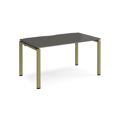 Adapt single desk 1400mm x 800mm - green frame storm grey top - E148-GN-OG