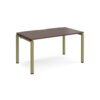 Adapt single desk 1400mm x 800mm - green frame Walnut top - E148-GN-W