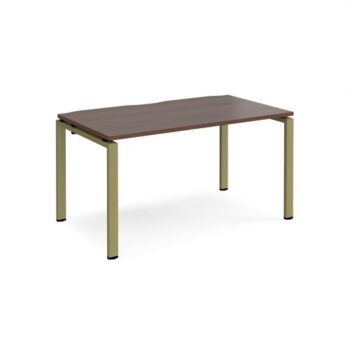 Adapt single desk 1400mm x 800mm - green frame Walnut top - E148-GN-W