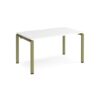Adapt single desk 1400mm x 800mm - green frame White Top - E148-GN-WH