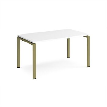 Adapt single desk 1400mm x 800mm - green frame White Top - E148-GN-WH