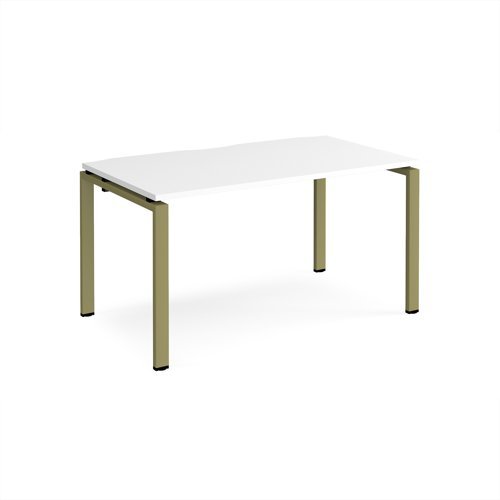Adapt single desk 1400mm x 800mm - green frame White Top - E148-GN-WH