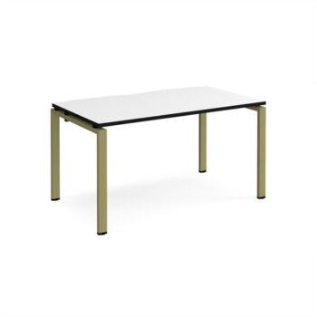 Adapt single desk 1400mm x 800mm - green frame White Top black edge - E148-GN-WK