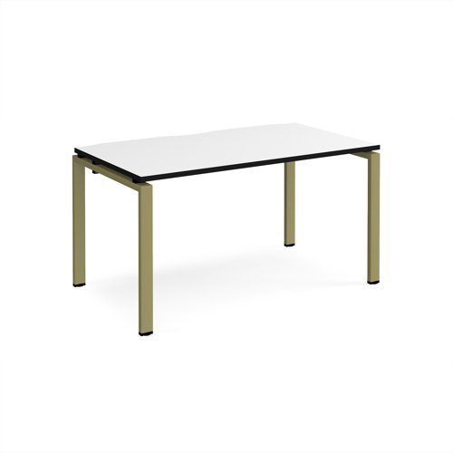 Adapt single desk 1400mm x 800mm - green frame White Top black edge - E148-GN-WK