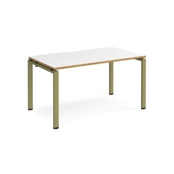 Adapt single desk 1400mm x 800mm - green frame White Top oak edge - E148-GN-WO