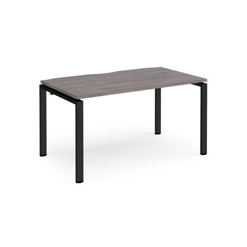 Adapt single desk 1400mm x 800mm - black frame Grey Oak Top - E148-K-GO
