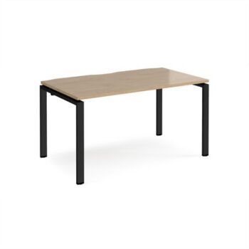 Adapt single desk 1400mm x 800mm - black frame Kendal Oak Top - E148-K-KO
