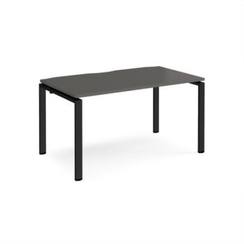 Adapt single desk 1400mm x 800mm - black frame storm grey top - E148-K-OG