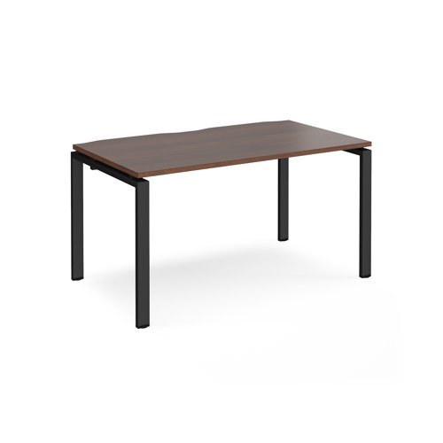 Adapt single desk 1400mm x 800mm - black frame Walnut top - E148-K-W