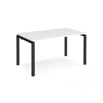 Adapt single desk 1400mm x 800mm - black frame White Top - E148-K-WH