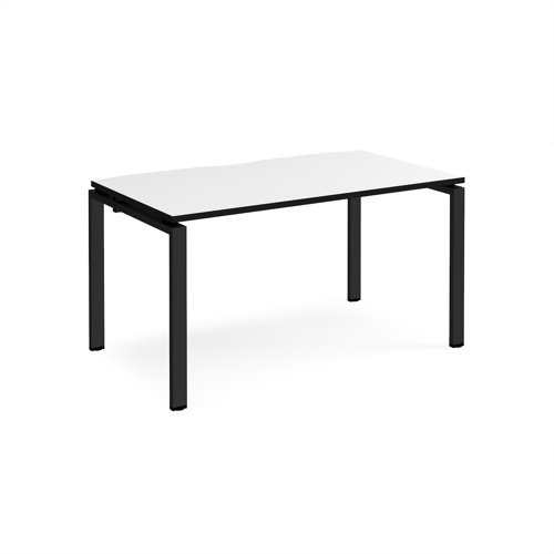 Adapt single desk 1400mm x 800mm - black frame White Top black edge - E148-K-WK