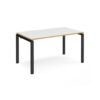 Adapt single desk 1400mm x 800mm - black frame White Top with oak edging - E148-K-WO