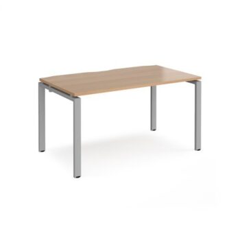 Adapt single desk 1400mm x 800mm - silver frame Beech top - E148-S-B