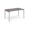 Adapt single desk 1400mm x 800mm - silver frame Grey Oak Top - E148-S-GO