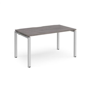 Adapt single desk 1400mm x 800mm - silver frame Grey Oak Top - E148-S-GO