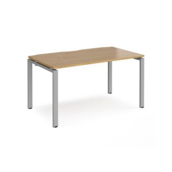 Adapt single desk 1400mm x 800mm - silver frame Oak Top - E148-S-O