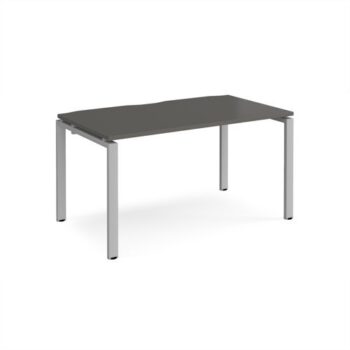 Adapt single desk 1400mm x 800mm - silver frame storm grey top - E148-S-OG