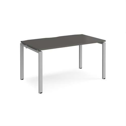Adapt single desk 1400mm x 800mm - silver frame storm grey top - E148-S-OG