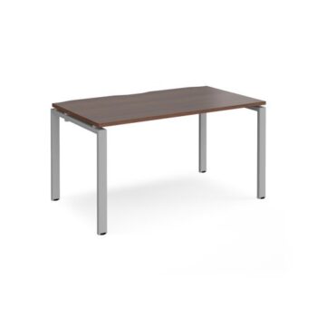 Adapt single desk 1400mm x 800mm - silver frame Walnut top - E148-S-W