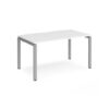 Adapt single desk 1400mm x 800mm - silver frame White Top - E148-S-WH