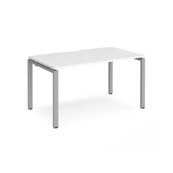Adapt single desk 1400mm x 800mm - silver frame White Top - E148-S-WH
