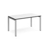 Adapt single desk 1400mm x 800mm - silver frame White Top black edge - E148-S-WK